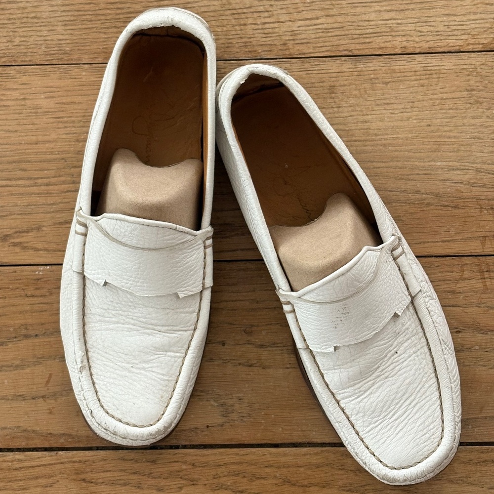 Martin Dingman Men's White Leather Loafers - Size 8-1/2D